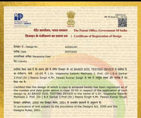 AI Based Soil Testing Device Application patented 