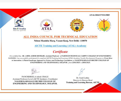 Certificate for FDP on 