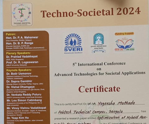 Certificate for 5th International Conference on 