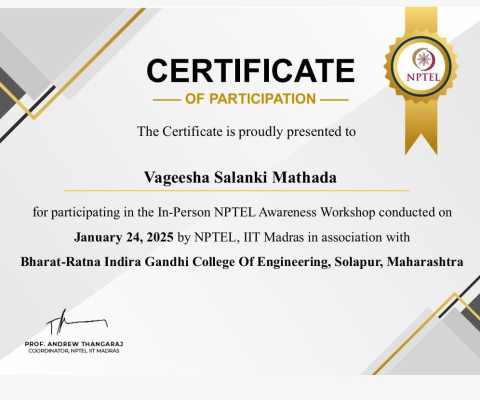 Certificate for participation in 