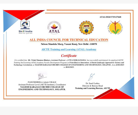 Certificate for FDP on 